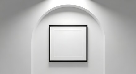 Illuminated blank picture frame mounted on a textured wall with spotlight accent
