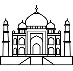 Taj Mahal vector silhouette illustration depicting ancient Indian architecture and a landmark monument for tourism in Agra, India