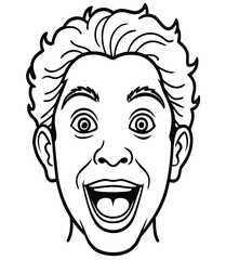 Face of a young cartoon man with a smiling expression, a vector illustration of a boy's face