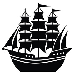 unique ship silhouette vector illustration