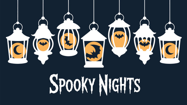 Charming Halloween lanterns with bats and moons create spooky festive atmosphere for celebrations