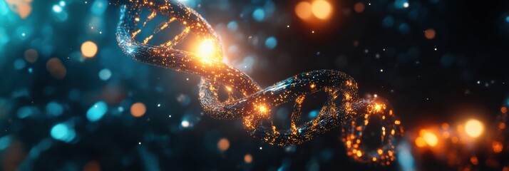 Exploration of DNA structure showcasing intricate details and vibrant colors in a scientific representation of genetics and molecular biology