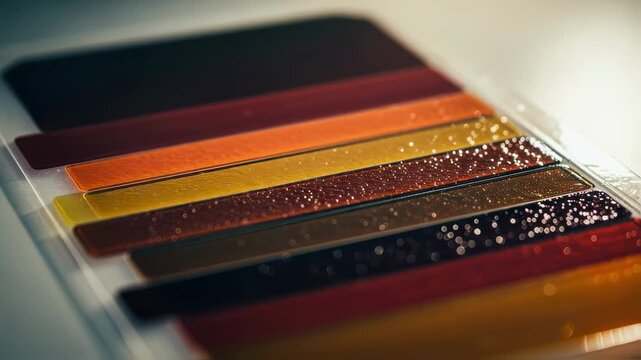 Close view of flexible substrate loaded with sequentially coated perovskite tandem layers illustrating multijunction solar technology.