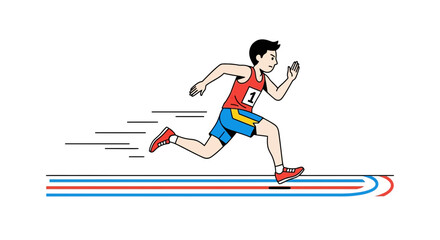 Obraz premium Athlete Sprinting On Track, Representing Speed, Competition, And Physical Prowess In Action