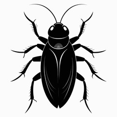 Discoid Cockroach Black Silhouette Vector on White Background