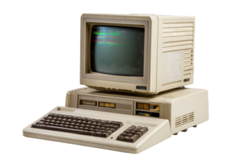 Vintage beige microcomputer with CRT monitor and keyboard