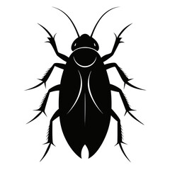 Discoid Cockroach Black Silhouette Vector on White Background