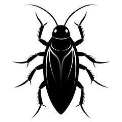 Discoid Cockroach Black Silhouette Vector on White Background
