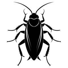 Discoid Cockroach Black Silhouette Vector on White Background