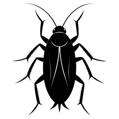 Simple Discoid Cockroach Vector Illustration – Black Silhouette