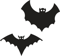  Bat silhouette. Printable template. Bat icon isolated on white. Vector.   Halloween black bats fly 