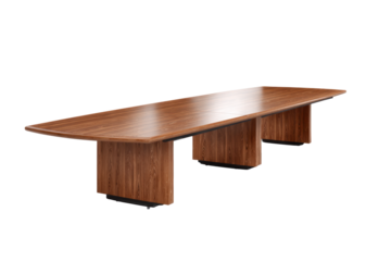 Long Wooden Conference Table on Transparent Background