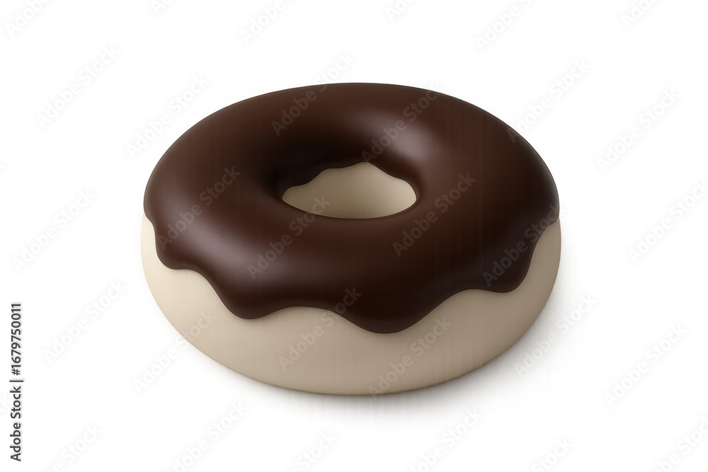 Poster 3d rendering of a delicious chocolate donut rotating on a transparent background, perfect for food-r