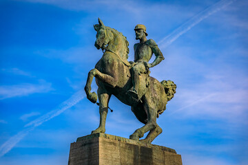 Historic bronze equestrian statue of Hans Waldmann in Zurich, Switzerland