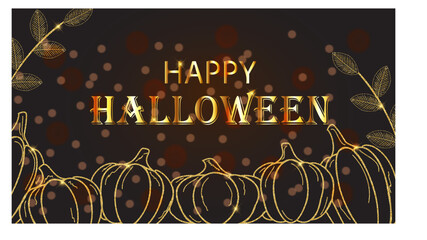 Happy halloween, banner, flyer. Gold glitter