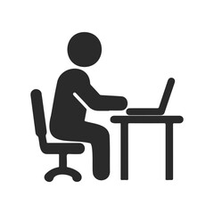 Fototapeta premium Silhouette of person working on laptop at desk