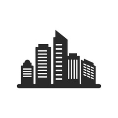 Silhouette of modern urban skyline with diverse skyscrapers