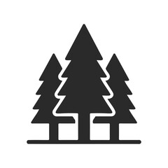 Fototapeta premium Silhouette of three coniferous trees on white background