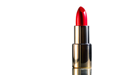 Closeup of a red lipstick isolated on transparent background in studio shot