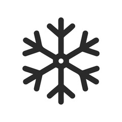 Minimalist black snowflake icon on white background for winter designs