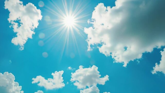 A clear blue sky with a bright shining sun