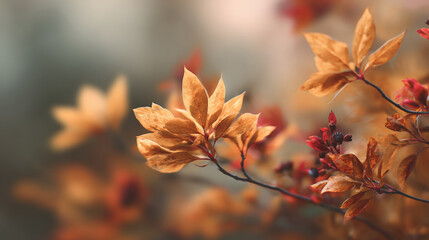 An autumnal fall background of blurred foliage