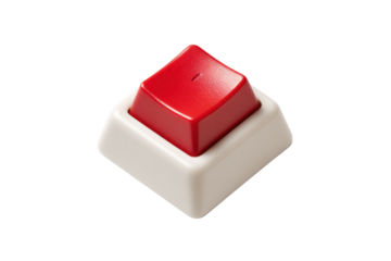 Single Red Control Keycap on White Base, Minimal Product Shot