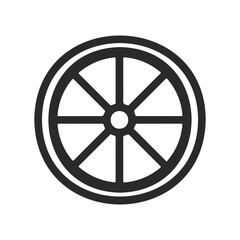 Obraz premium Black and white wagon wheel with eight spokes in round frame
