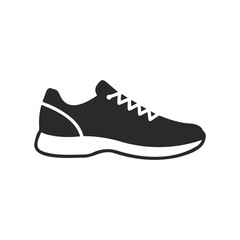 Black athletic sneaker silhouette on white background