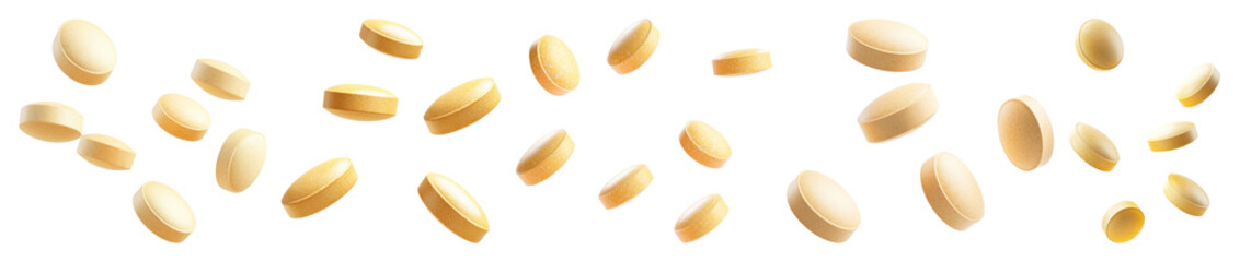 PNG Floating golden coins cascade, element set on transparent background