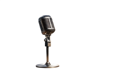 Vintage microphone isolated on transparent background for professional broadcasting