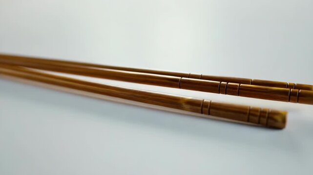 A pair of chopsticks resting on a table, often used in Asian cuisine for eating various foods