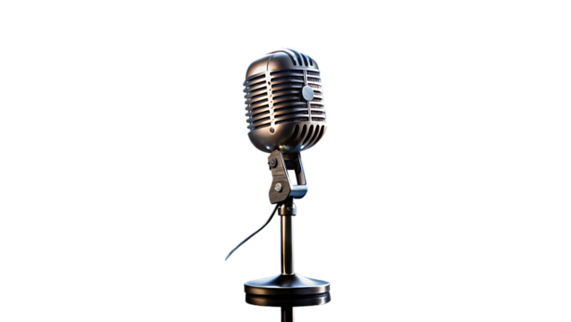 Vintage microphone isolated on transparent background for professional studio - Powered by Adobe