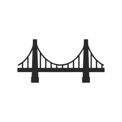 Obraz premium Simple black silhouette of a suspension bridge on white background