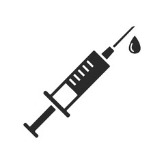 Fototapeta premium Black and white syringe with droplet icon symbolizing medical injection