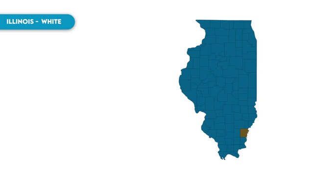 White Map Video, Illinois map, Illinois United States, Political Map of Illinois, national flag and borders, perfect for presentations, travel, education,and global studies.