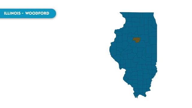 Woodford Map Video, Illinois map, Illinois United States, Political Map of Illinois, national flag and borders, perfect for presentations, travel, education,and global studies.