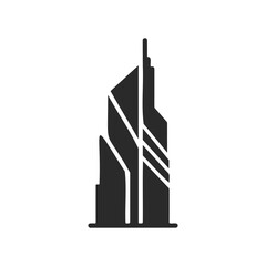 Fototapeta premium Modern skyscraper icon with geometric abstract design on white background