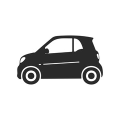 Naklejka premium Minimalistic black silhouette of compact car on white background