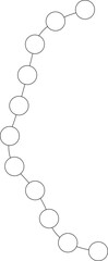 Abstract vector element featuring a smoothly flowing line with connected circular points, forming an organic movement-based sequence.