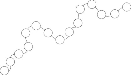 Curved structure composed of connected circles following an irregular path with subtle variations in direction.