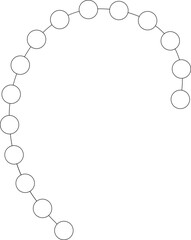 A continuous linear pattern of interconnected circular dots forming a structured and seamless path.
