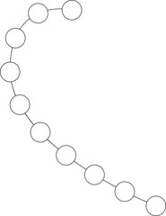 A refined linear curve made up of circular dots, forming a structured yet fluid design.