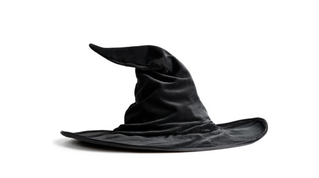 Black witch hat isolated on a white background