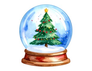Watercolor Christmas snow globe