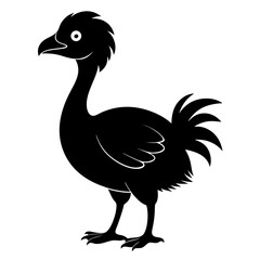 Dodo Bird Black Silhouette Vector on White Background