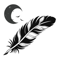 Obraz premium Phoenix feather glowing under glowing portal silhouette