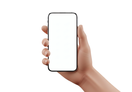 Hand holding a modern smartphone with a blank screen, perfect for showcasing apps or designs