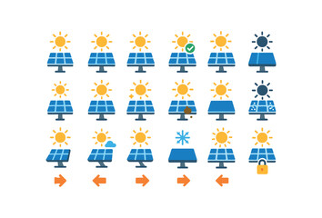 Obraz premium colorful flat vector icons Solar (Basic) solar icon solar new solar old solar valid solar invalid solar active solar inactive solar small solar large solar clean solar dirty solar light.