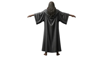 Isolated Figure in Cloak from Behind